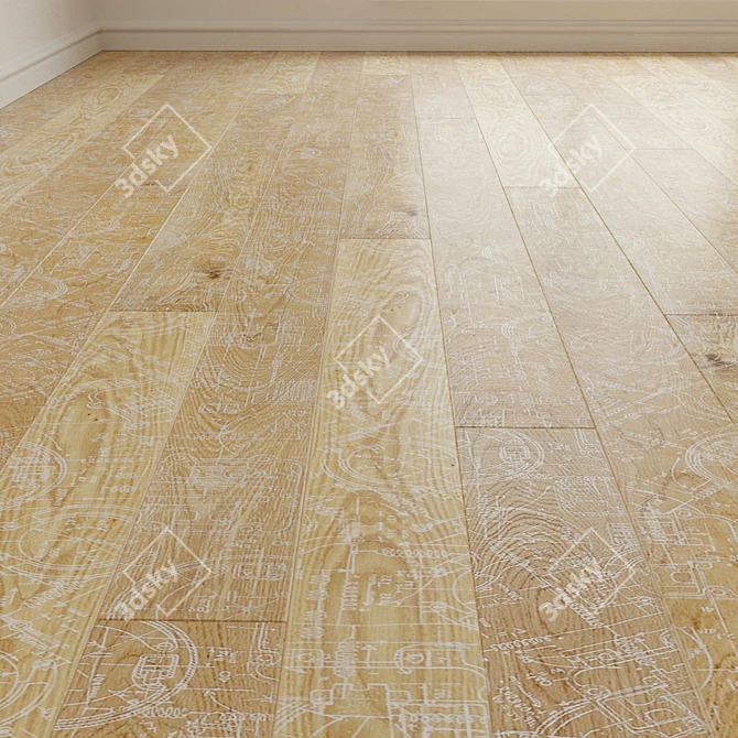 Distressed Oak Laminate Flooring 3D model image 1