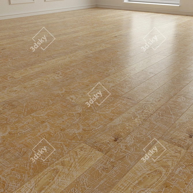 Distressed Oak Laminate Flooring 3D model image 2