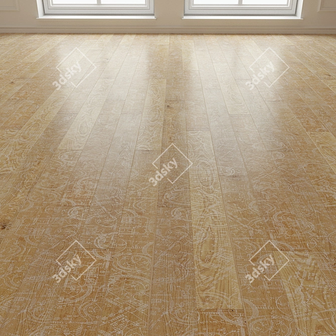 Distressed Oak Laminate Flooring 3D model image 3