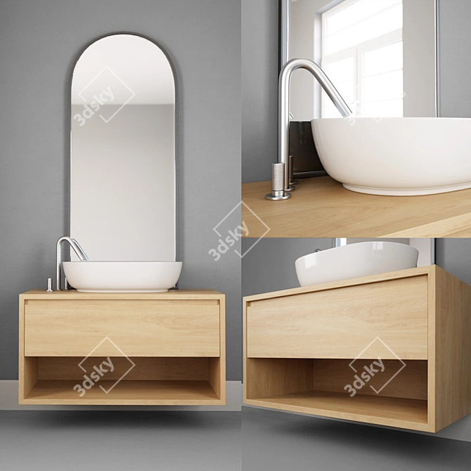 Sleek Bathroom Set 3D model image 1