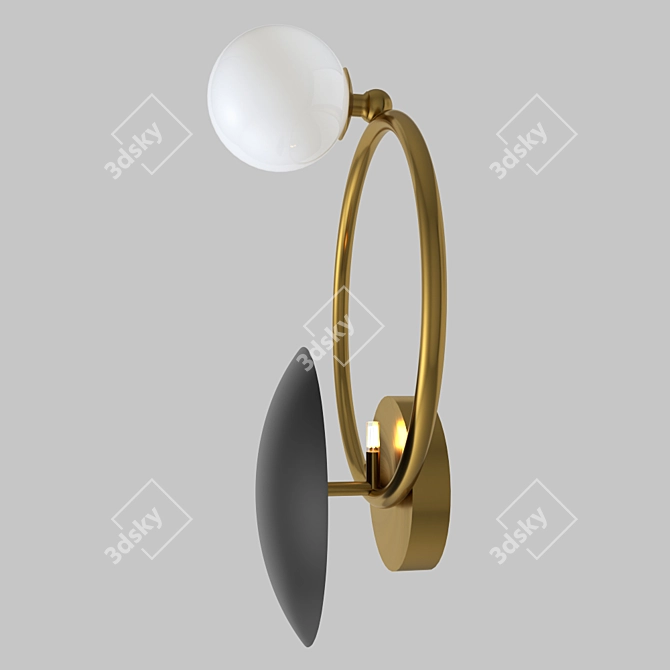 Elegant Pearl Black and Gold Wall Sconce 3D model image 2