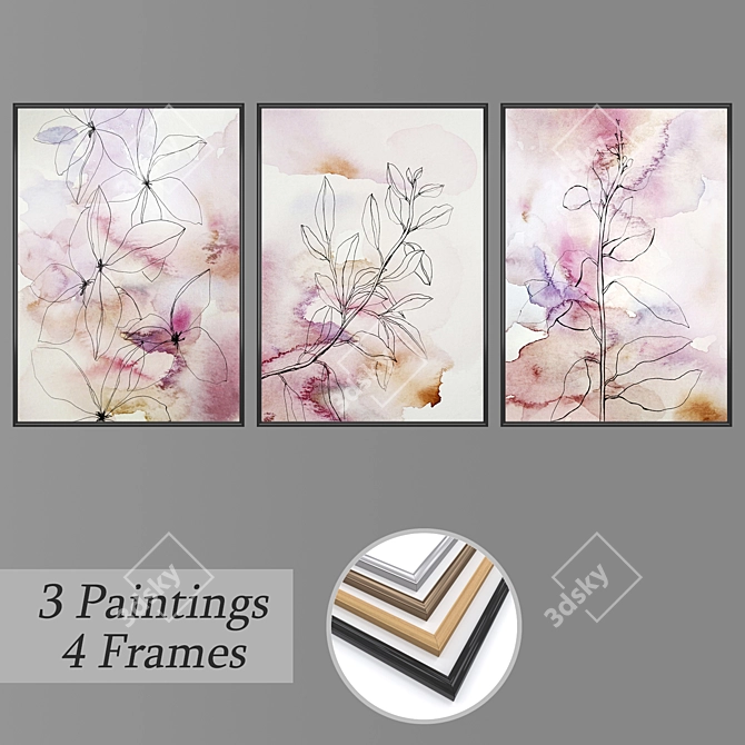 Artistic Wall Painting Set No. 1566 3D model image 1