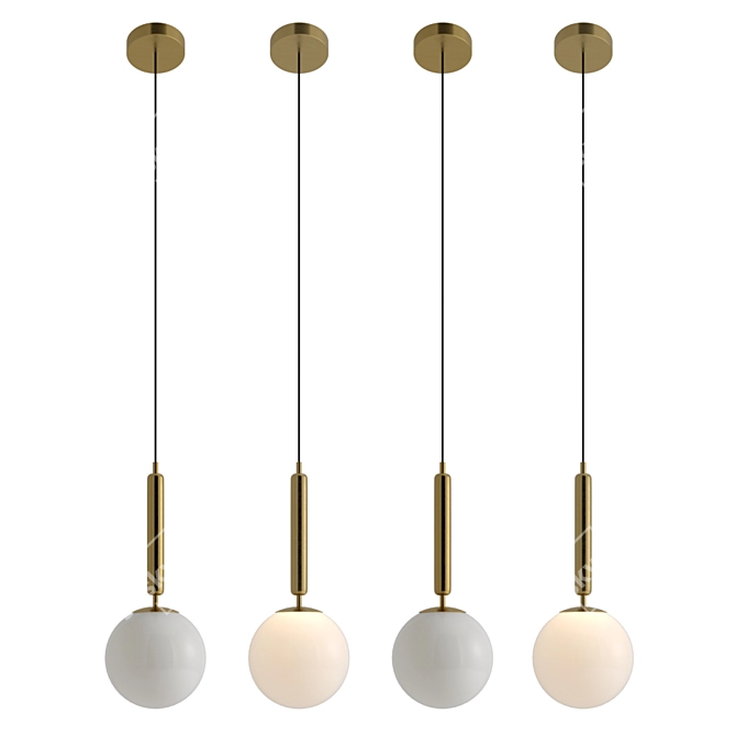 Minimalistic Gold Pendant Light 3D model image 3