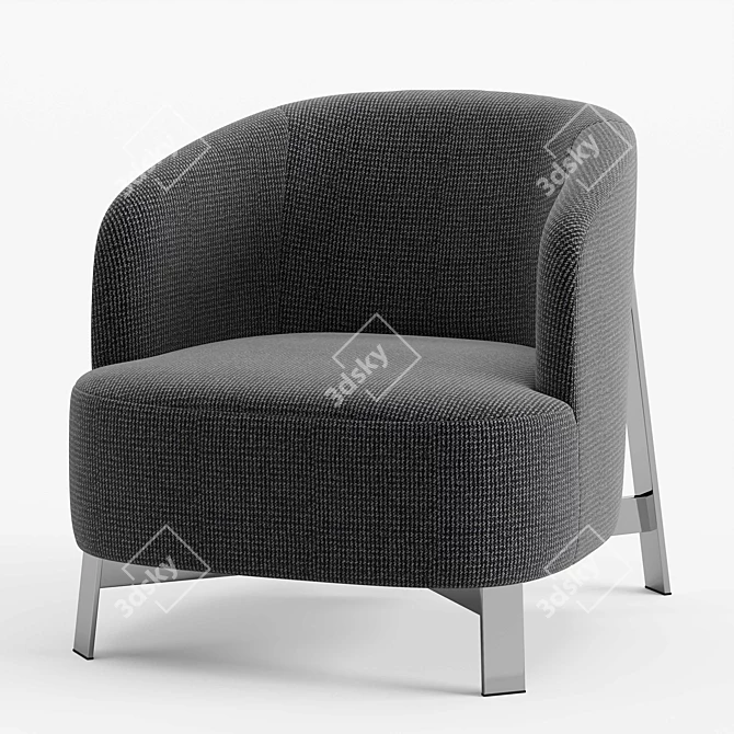 Sophisticated Copine Steel Armchair 3D model image 4