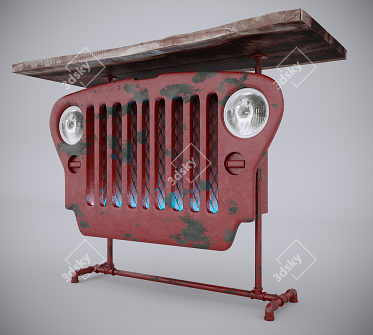 Rustic Jeep Table: Vintage-Inspired Accent 3D model image 1