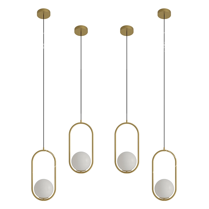 Modern Gold Hanging Pendant Light 3D model image 2