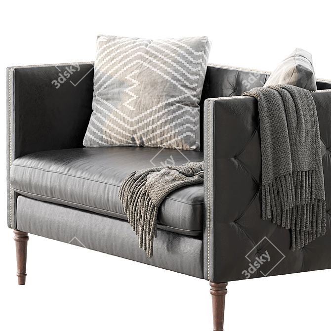 Elegant Vanves Chesterfield Settee 3D model image 2