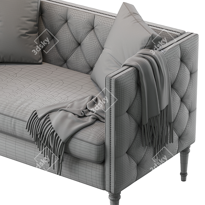 Elegant Vanves Chesterfield Settee 3D model image 4