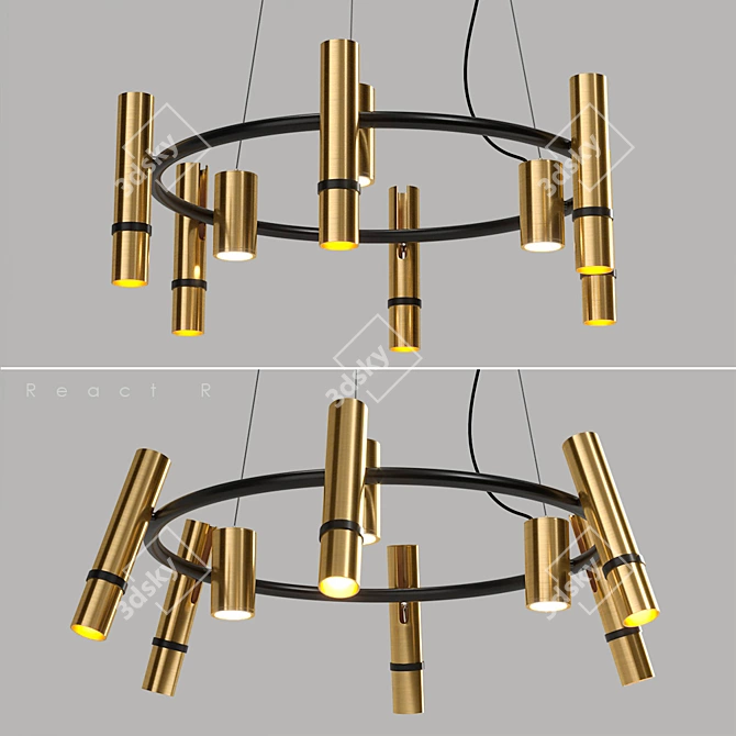 Gold Reactive Designer Chandelier 3D model image 1