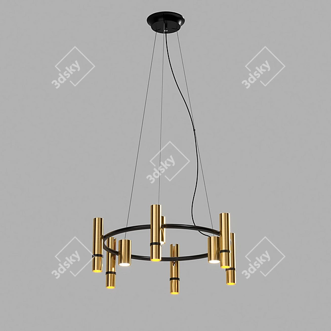 Gold Reactive Designer Chandelier 3D model image 3