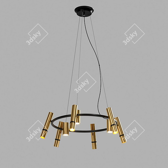 Gold Reactive Designer Chandelier 3D model image 4