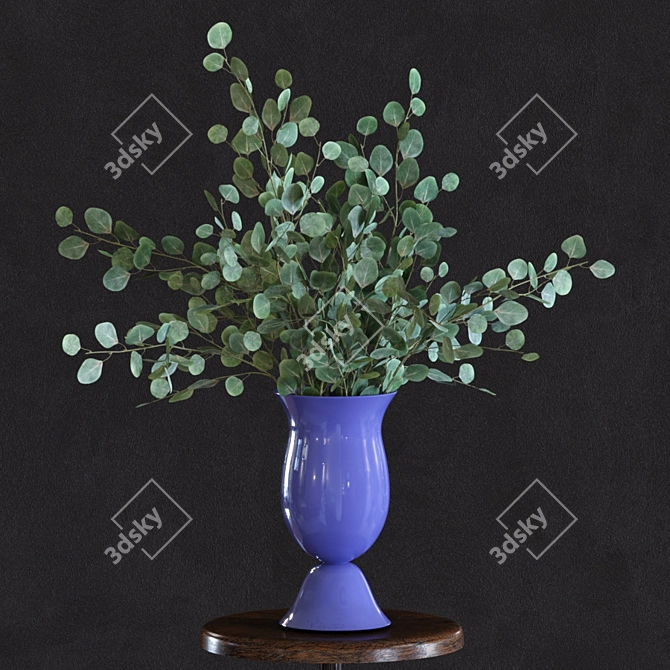 Eucalyptus Silver Dollar Faux Branch Set 3D model image 1