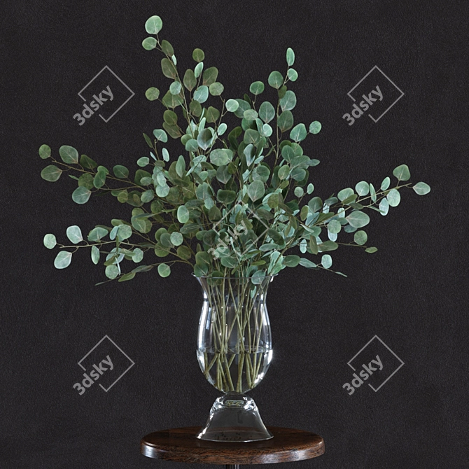 Eucalyptus Silver Dollar Faux Branch Set 3D model image 2