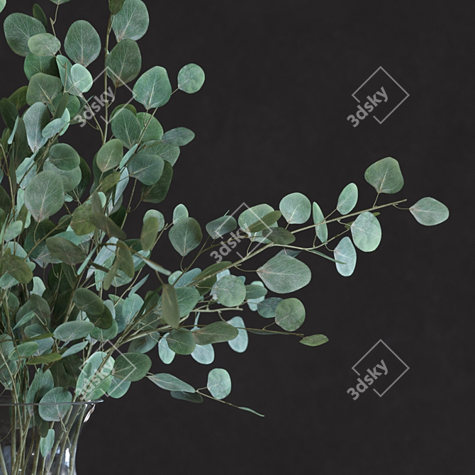 Eucalyptus Silver Dollar Faux Branch Set 3D model image 3