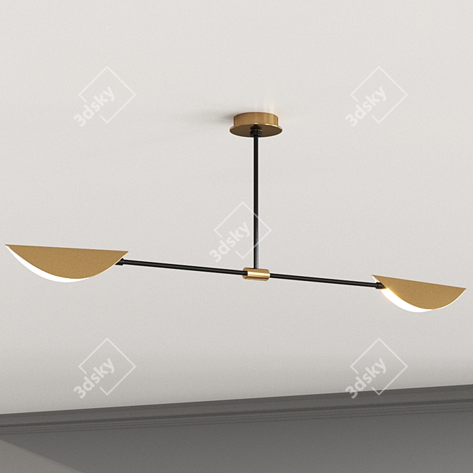 Rustic Charm Ficus Metal Ceiling Lamp 3D model image 1