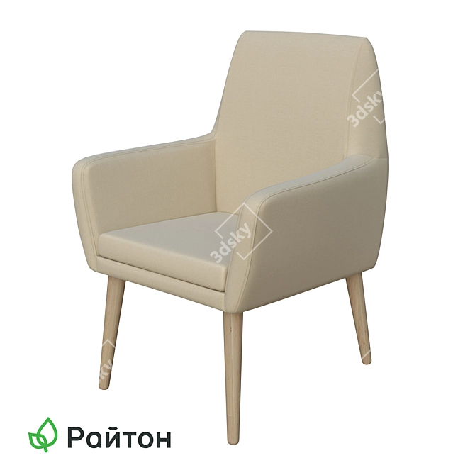 Lagom Scandinavian Armchair - Elegant and Durable 3D model image 1