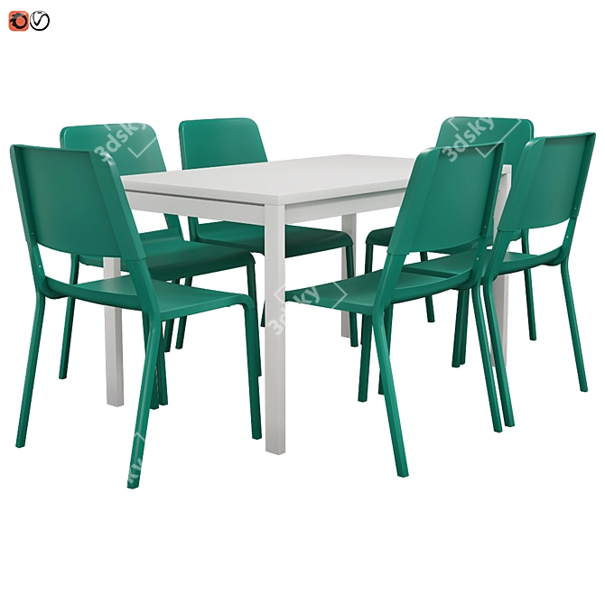 MELTORP THEODORES: Green Chair, White Table 3D model image 1