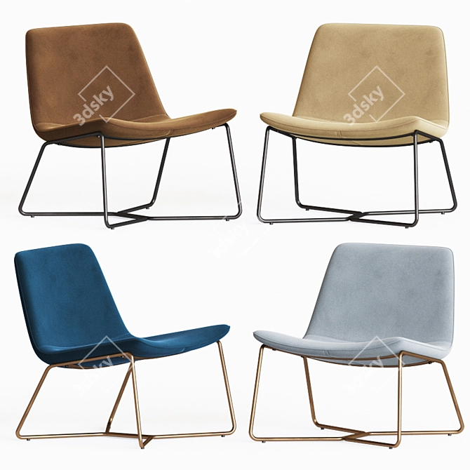Sleek Slope Lounge Chair 3D model image 2