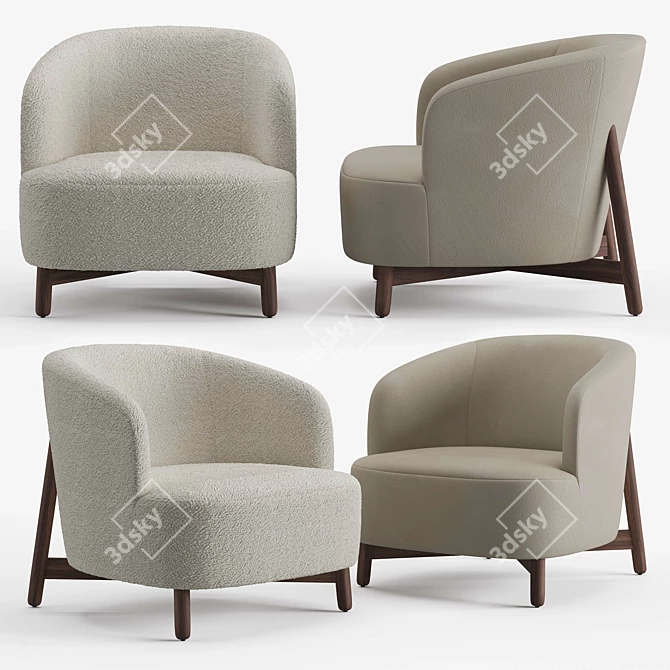 Elegant Porada Copine Wood Armchair 3D model image 1