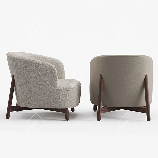 Elegant Porada Copine Wood Armchair 3D model image 2