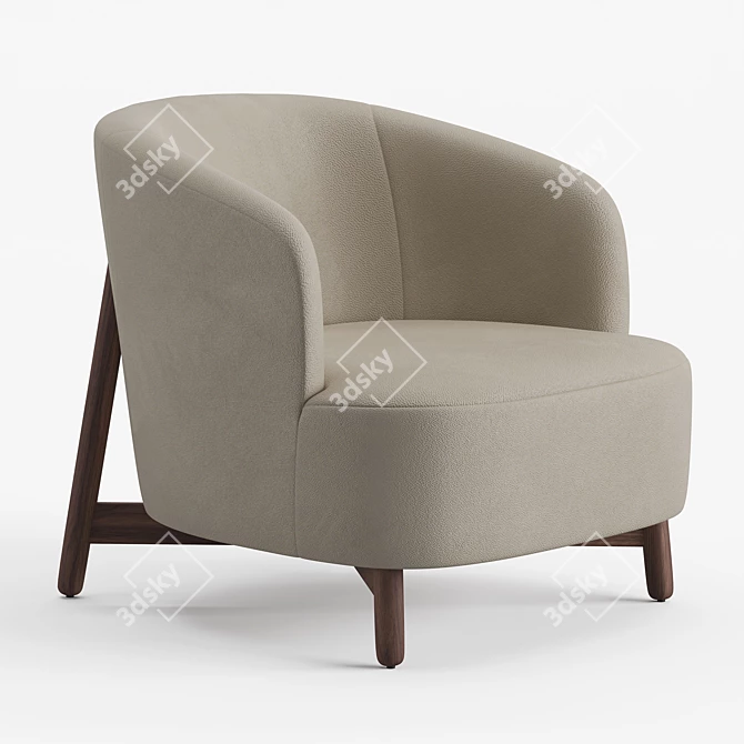Elegant Porada Copine Wood Armchair 3D model image 3