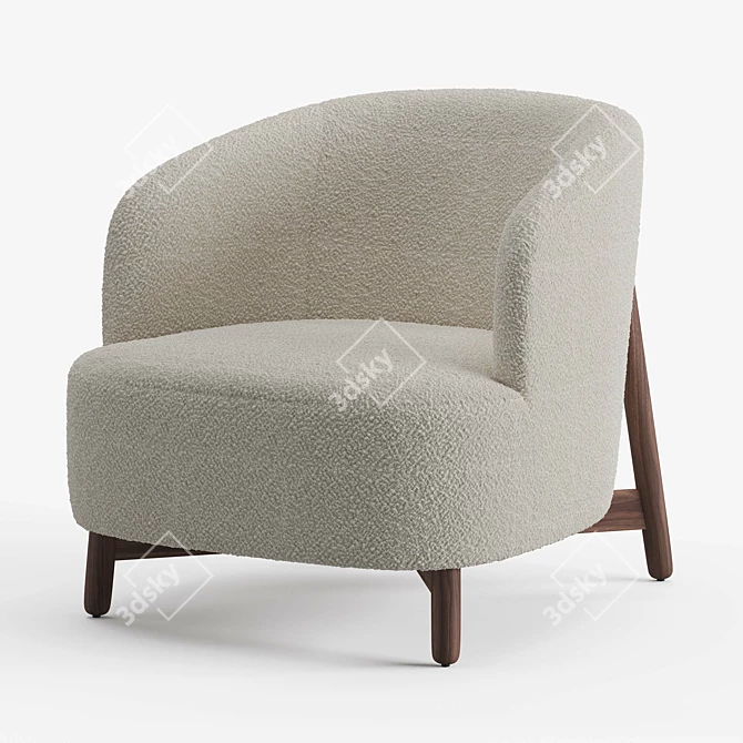 Elegant Porada Copine Wood Armchair 3D model image 4