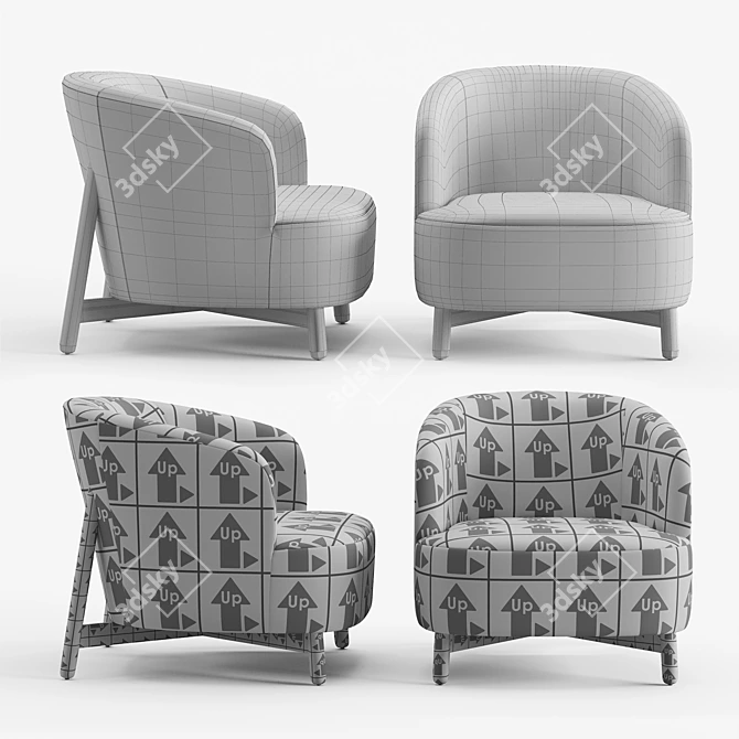 Elegant Porada Copine Wood Armchair 3D model image 5