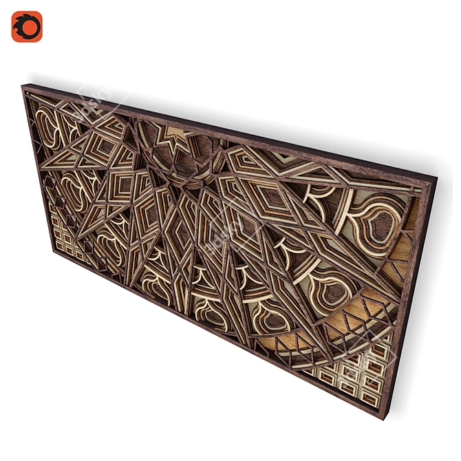 Natural Wood Panel - 3000x1400mm 3D model image 2