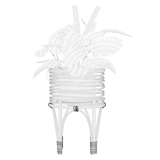 Elegant Rattan Maranta Stand 3D model image 2