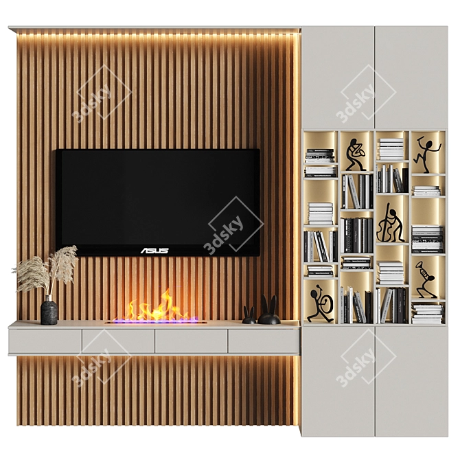 Custom TV Wall Decor: 3000x2800x400mm 3D model image 5