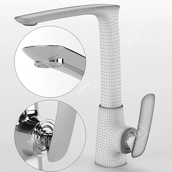 TOK-FUJ 1013 Chrome Kitchen Mixer 3D model image 2