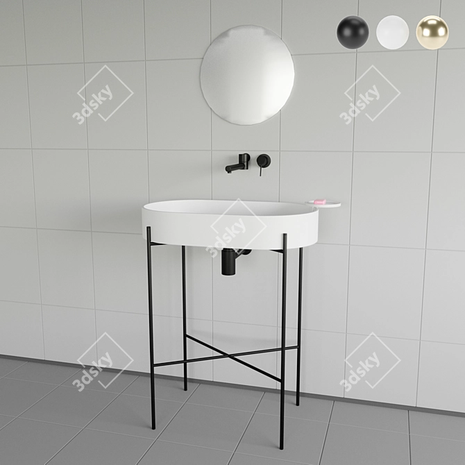 Scandinavian Minimalist Bathroom Set 3D model image 1