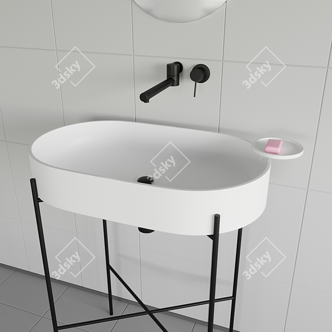 Scandinavian Minimalist Bathroom Set 3D model image 2