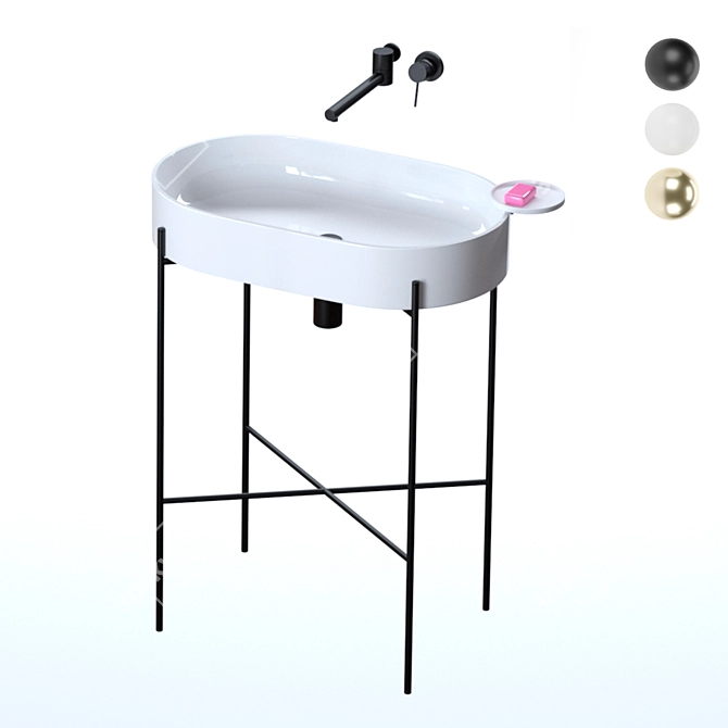 Scandinavian Minimalist Bathroom Set 3D model image 6