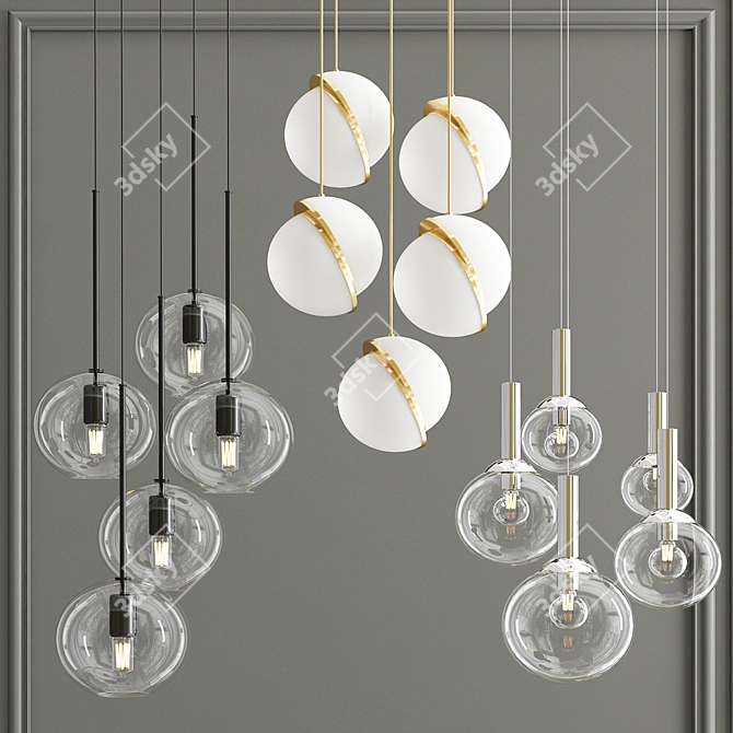 Bubbly Elegance Pendant Chandelier 3D model image 1