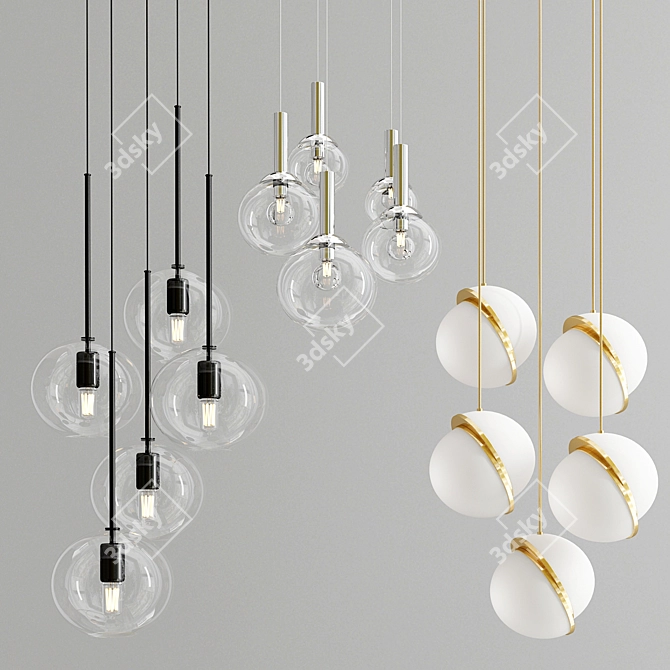 Bubbly Elegance Pendant Chandelier 3D model image 2