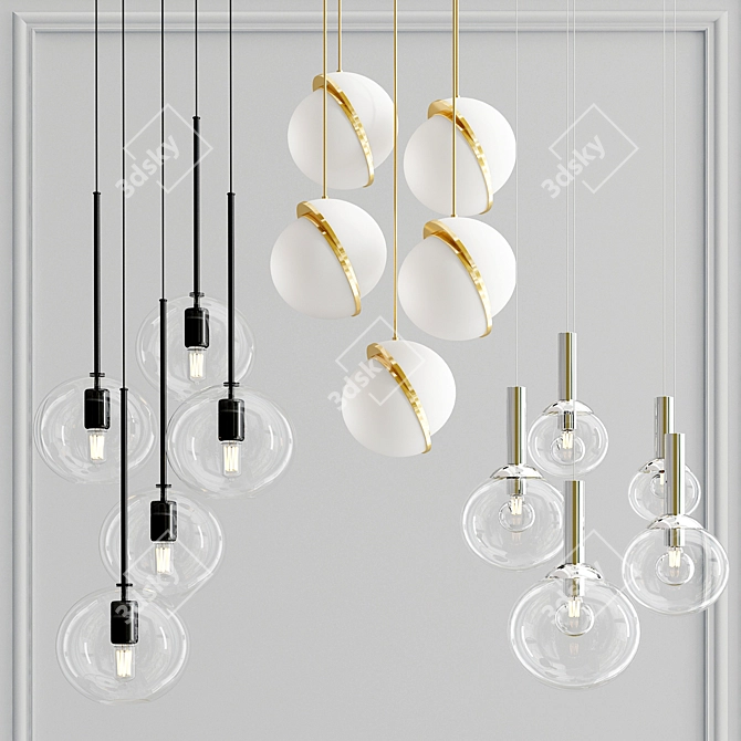 Bubbly Elegance Pendant Chandelier 3D model image 3