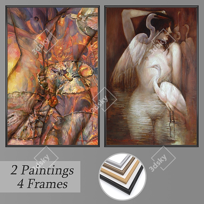 Diverse Wall Paintings Set 3D model image 1