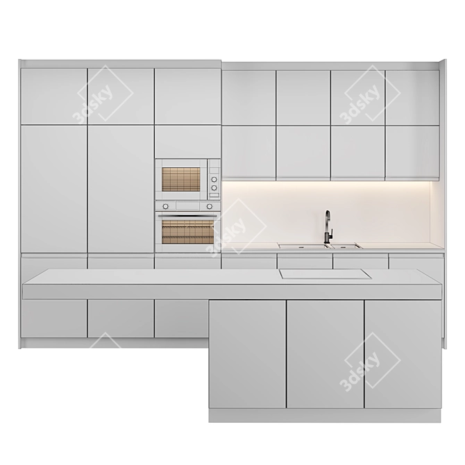 Modern Island Kitchen: High-Quality 3D Model 3D model image 10