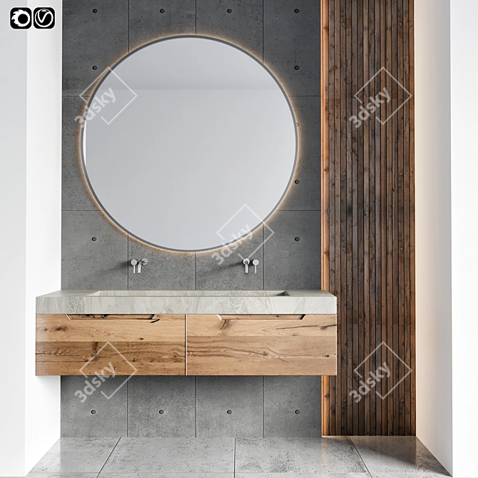 Modern Bathroom Furniture Set 3D model image 1