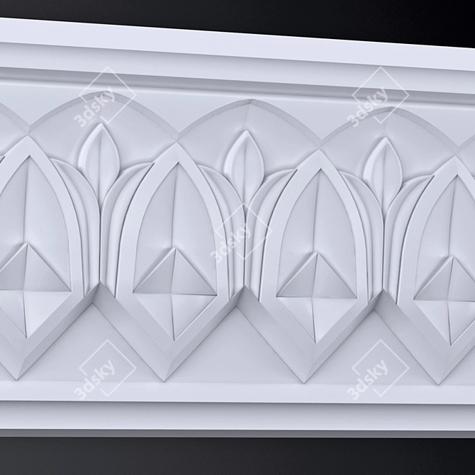 Khorezm Carved Cornice 3D model image 3