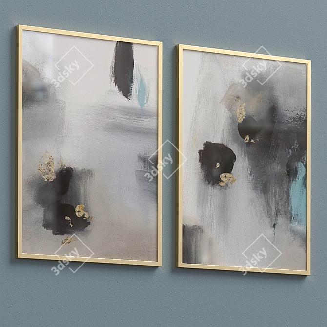 Abstract Foggy Wall Art Set 3D model image 2