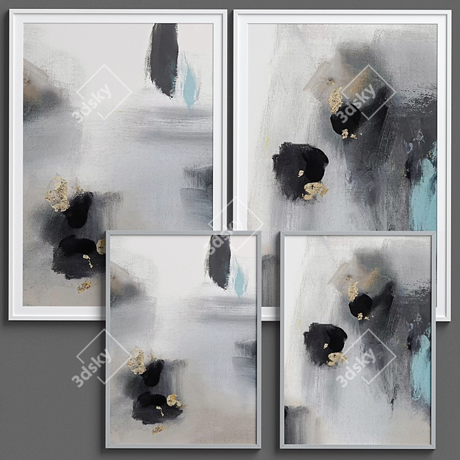 Abstract Foggy Wall Art Set 3D model image 4