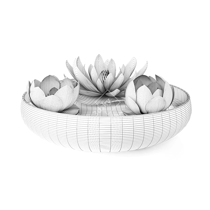 Floating Lily Artificial Flowers Set 3D model image 2