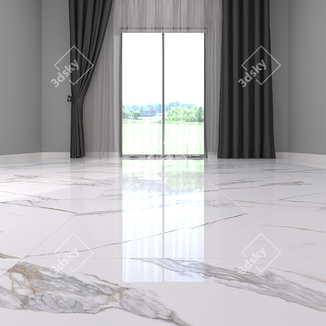 Kritios White Marble: Museum-Quality Floor 3D model image 2