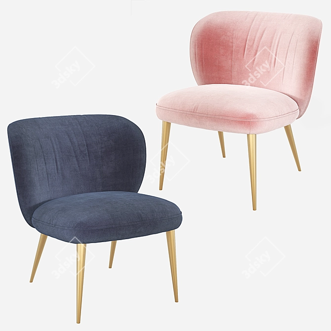 West Elm Ginger Velvet Slipper Chair 3D model image 2