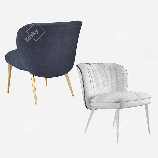 West Elm Ginger Velvet Slipper Chair 3D model image 5