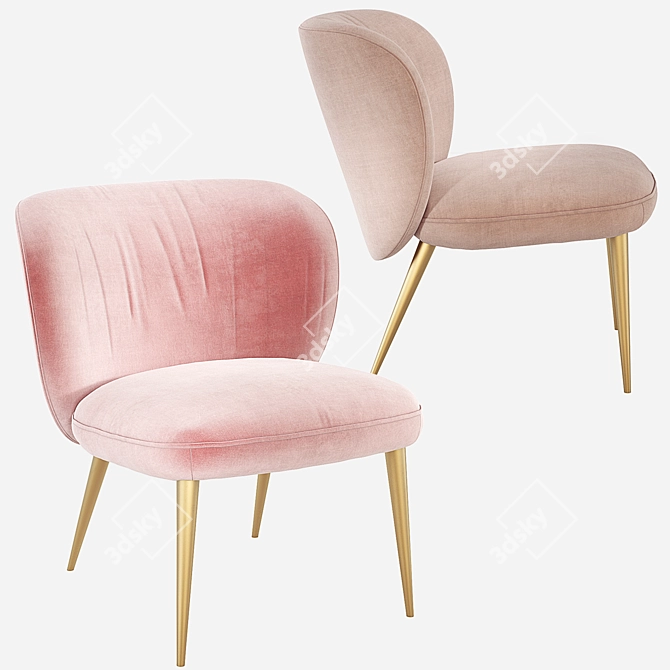 West Elm Ginger Velvet Slipper Chair 3D model image 6