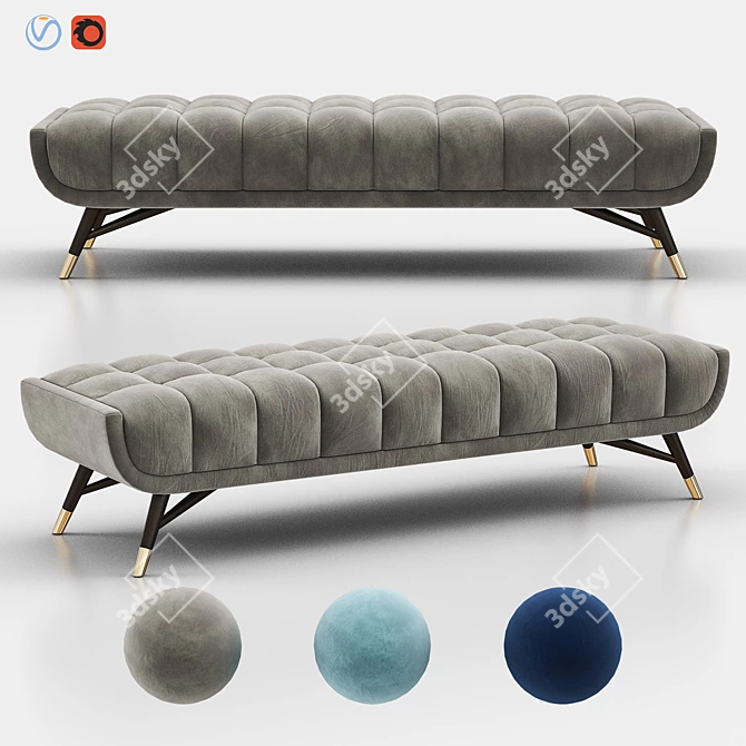 Chic Velvet Upholstered Bench 3D model image 1