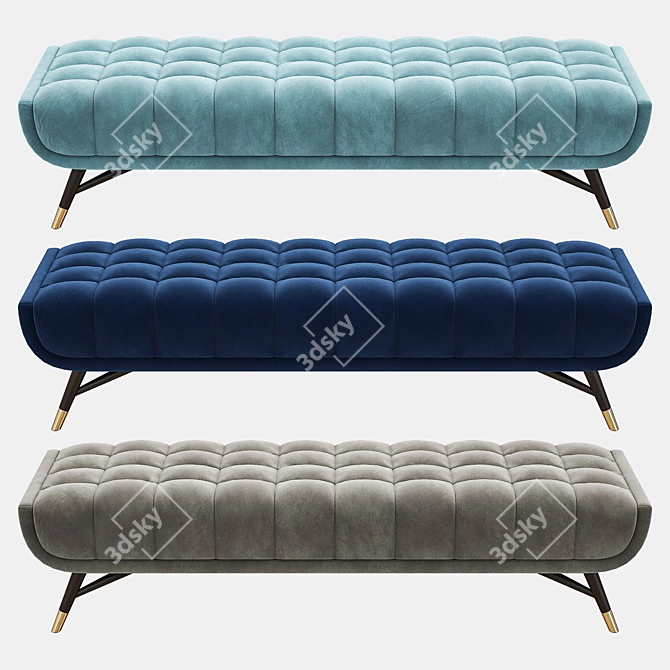 Chic Velvet Upholstered Bench 3D model image 2